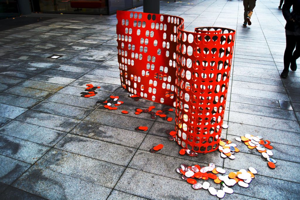 Indeterminate Object. Spitalfields. Mirror polished stainless steel, powder coat.